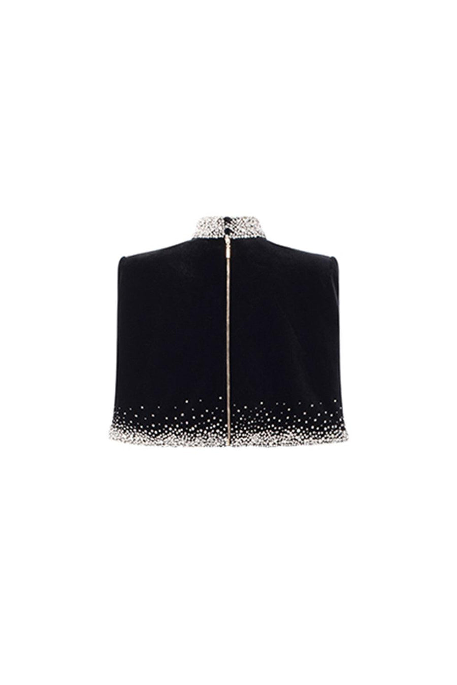 Ramsey Cropped High Neck Velvet Cape Cape TRACY STUDIO