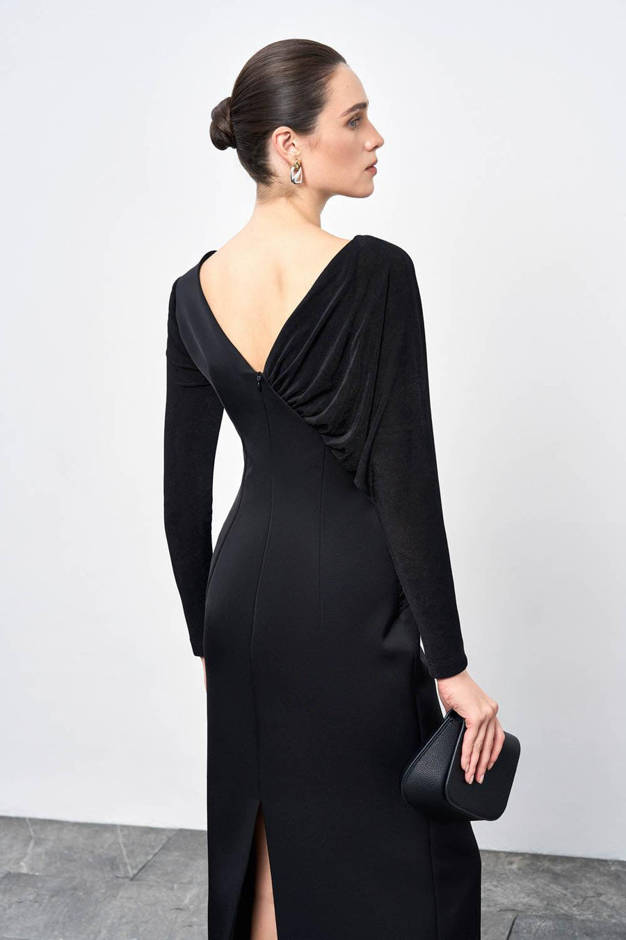 Mirabel A-line Back Slit Taffeta Midi Dress Midi Dress Eegen Studio