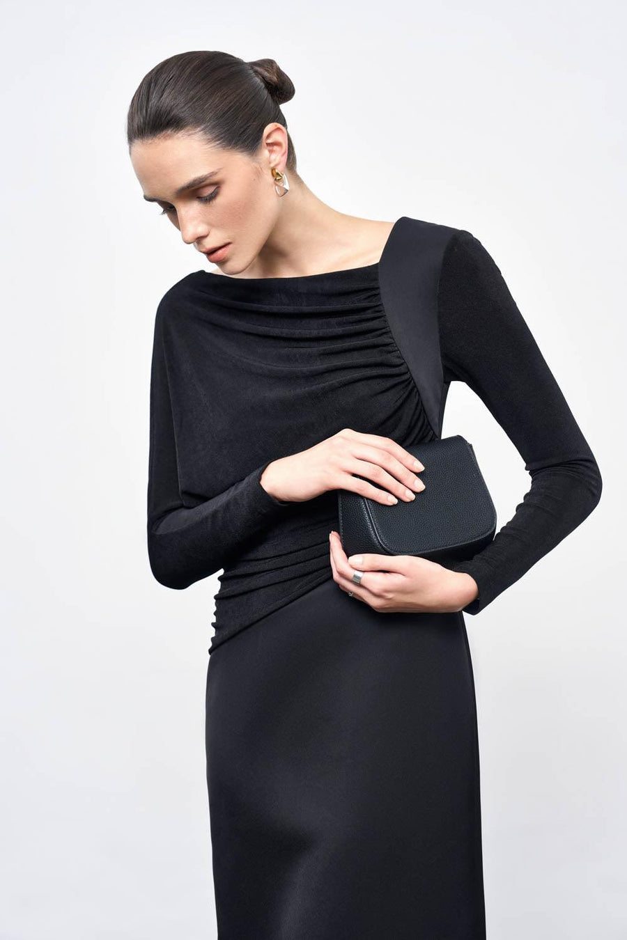 Mirabel A-line Back Slit Taffeta Midi Dress Midi Dress Eegen Studio