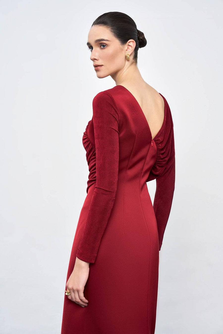 Mirabel A-line Back Slit Taffeta Midi Dress Midi Dress Eegen Studio