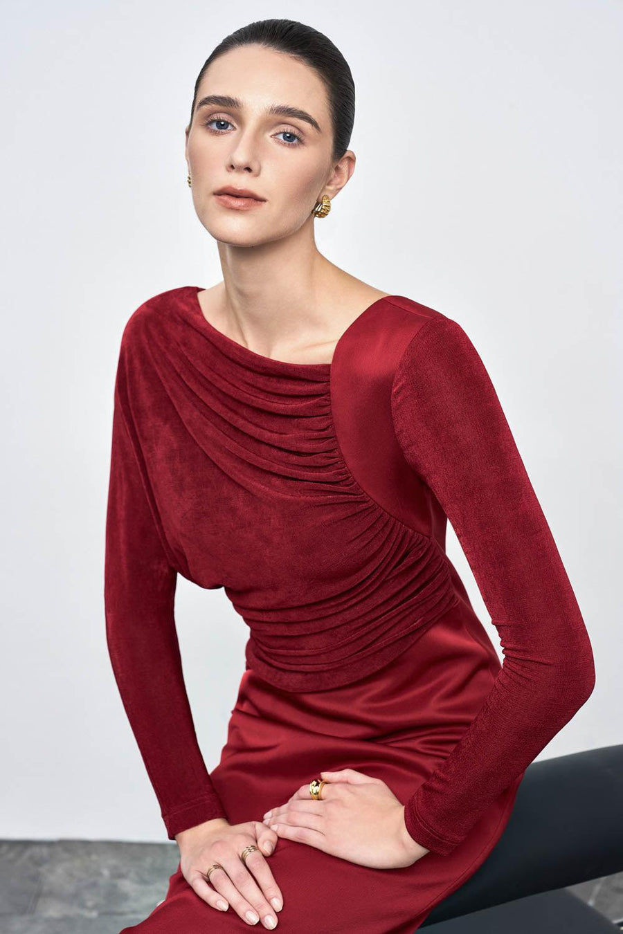 Mirabel A-line Back Slit Taffeta Midi Dress Midi Dress Eegen Studio
