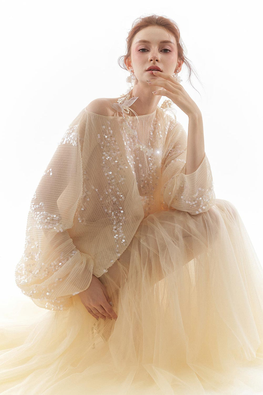 Grace Gored See-Through Tulle Floor Length Skirt Skirt Arti Apparel