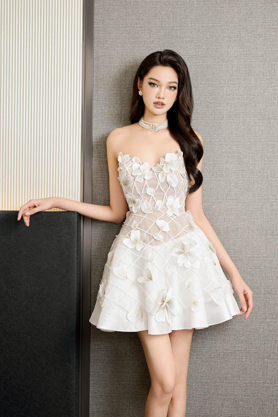 Lavish Fest A-line Flower Applique Mesh Taffeta Mini Dress 4