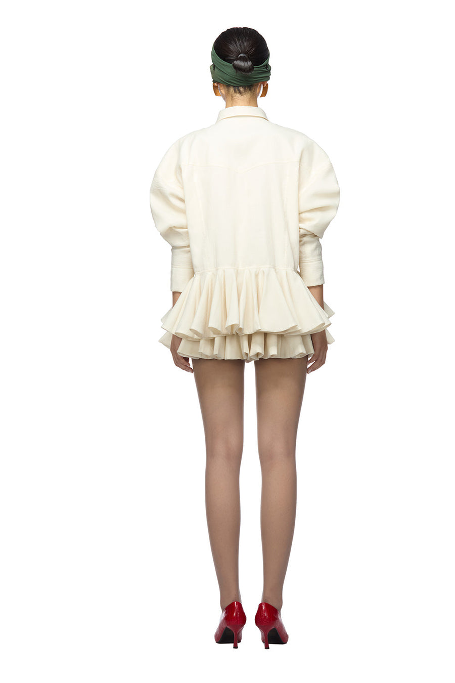 Rosanne Peplum Draped Poly Organza Top Long Sleeved Top DAS LA VIE