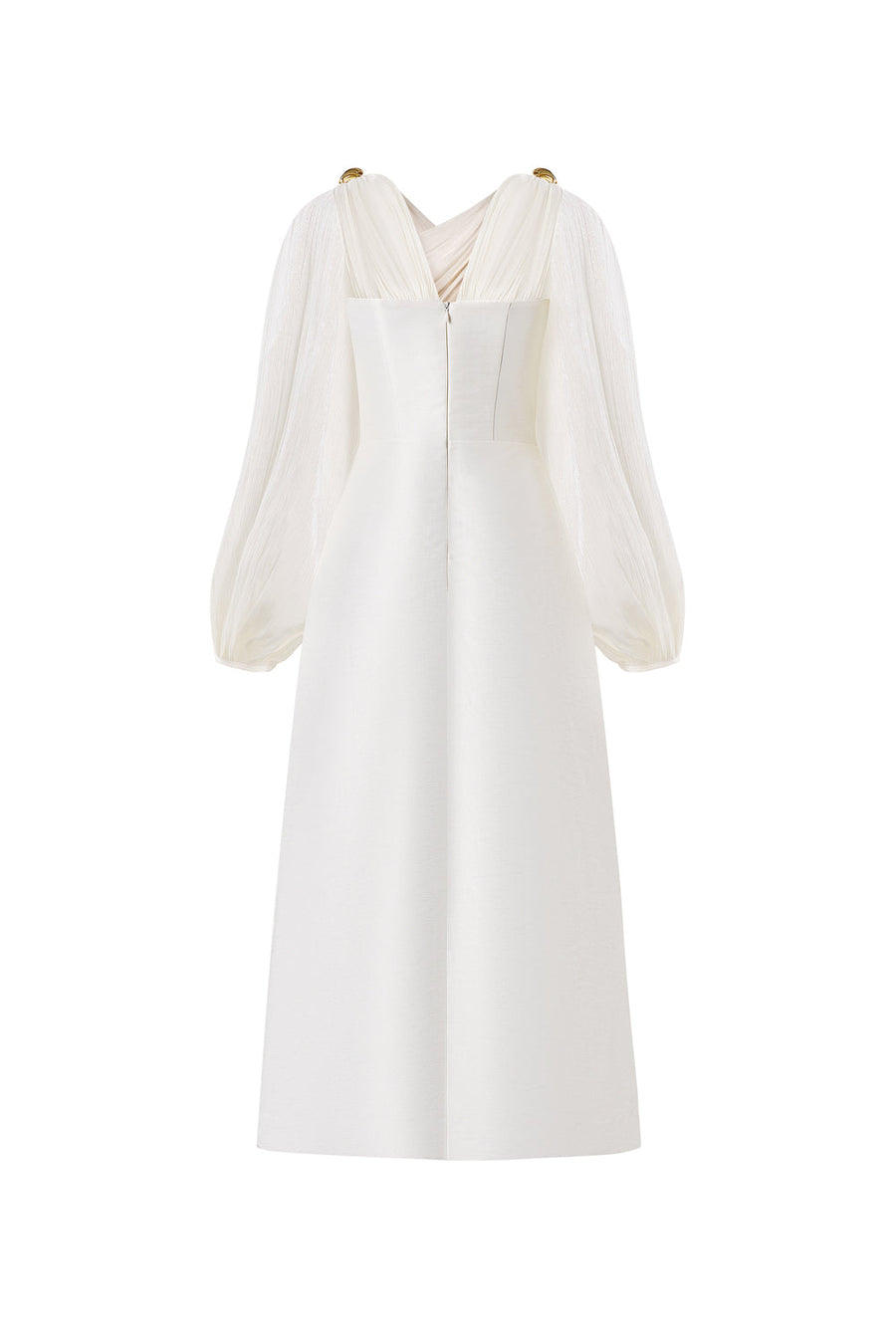 Zephéa A-line Puffy Sleeved Taffeta Midi Dress 5