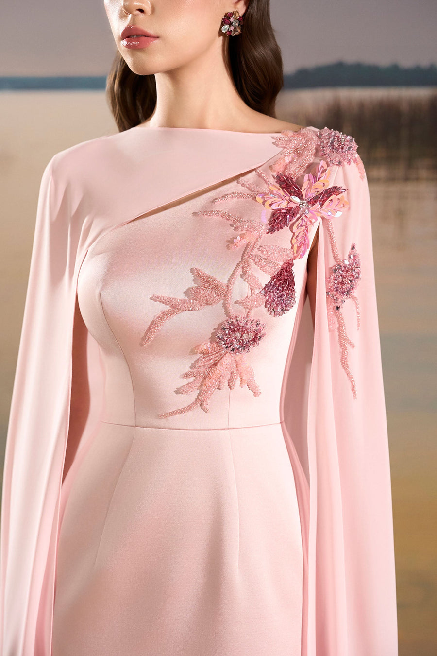 Meringue Cape Sleeve Maxi Dress 5