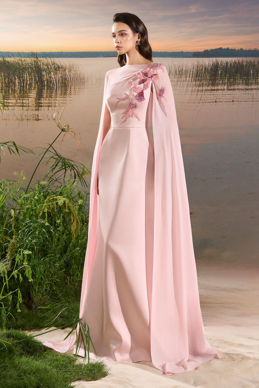 Meringue Cape Sleeve Maxi Dress 3