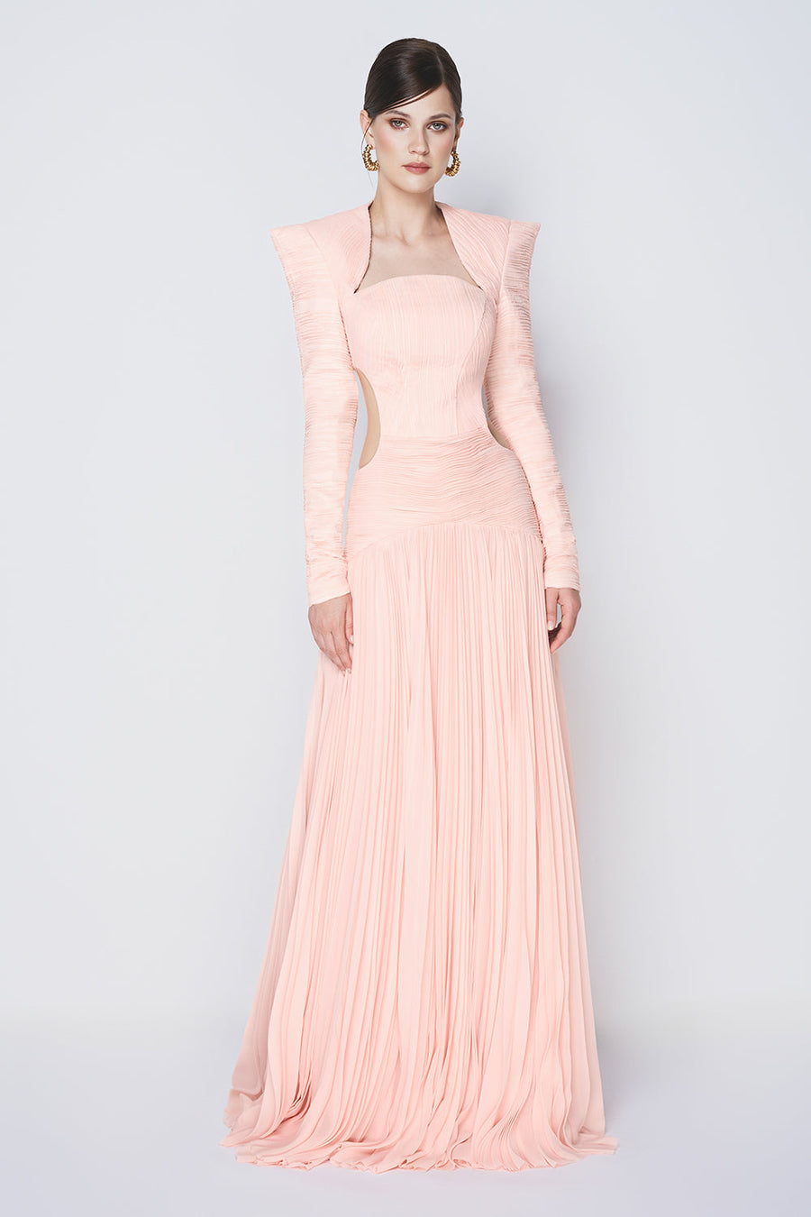 Celestial Drop Waist Square Shoulder Chiffon Floor Length Dress Maxi Dress CHYMEOCHY