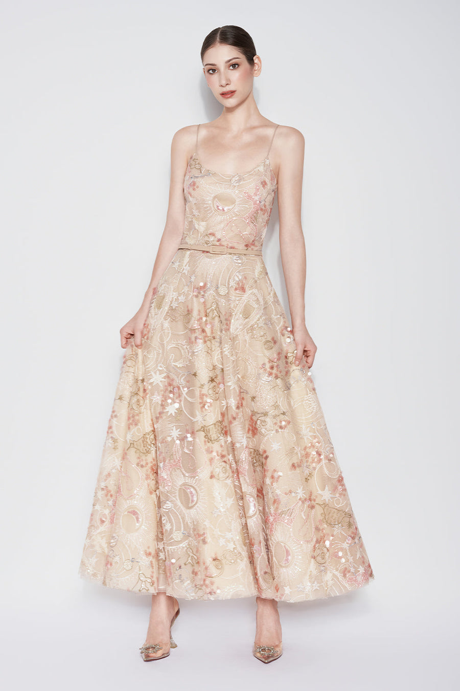 Tidal Whisper A-line Spaghetti Strap Embroidered Lace Maxi Dress Maxi Dress CHYMEOCHY