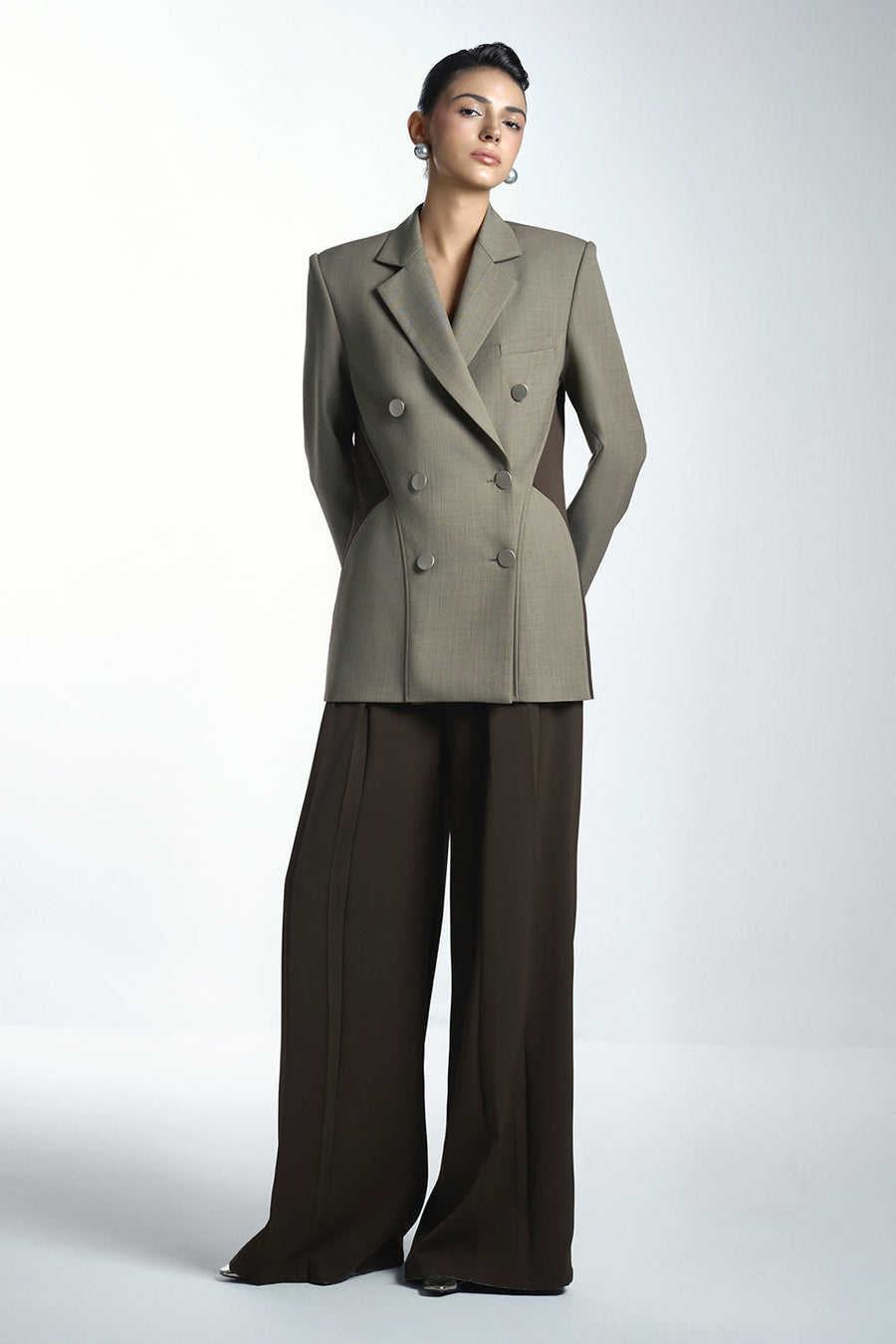 Vie Straight Draped Twill Floor Length Pants 4