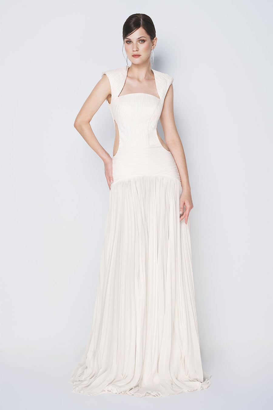 Ocean Bloom Drop Waist Cut-Out Chiffon Floor Length Dress Maxi Dress CHYMEOCHY