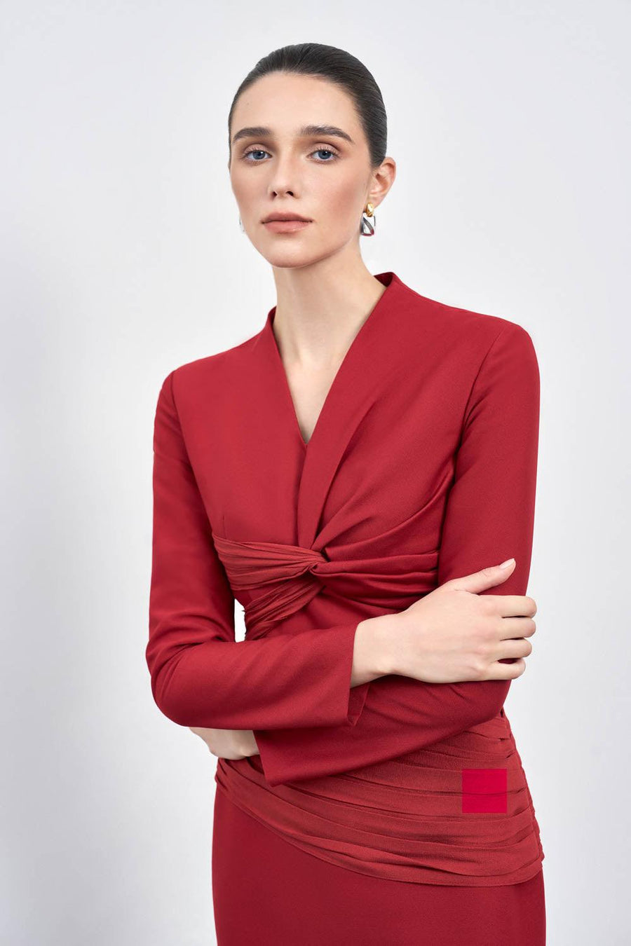 Elara Sheath V-Neck Cotton Blend Midi Dress Midi Dress Eegen Studio
