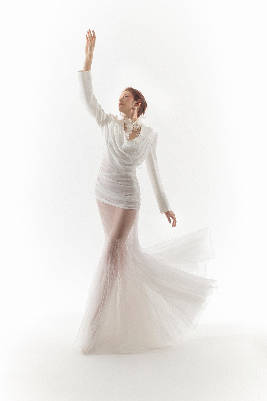 Grace Gored See-Through Tulle Floor Length Skirt Skirt Arti Apparel
