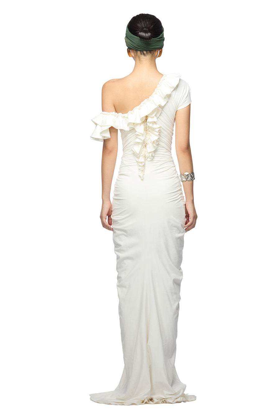 Kasey Slit Diagonal Neck Cotton Polyester Floor Length Dress Maxi Dress DAS LA VIE