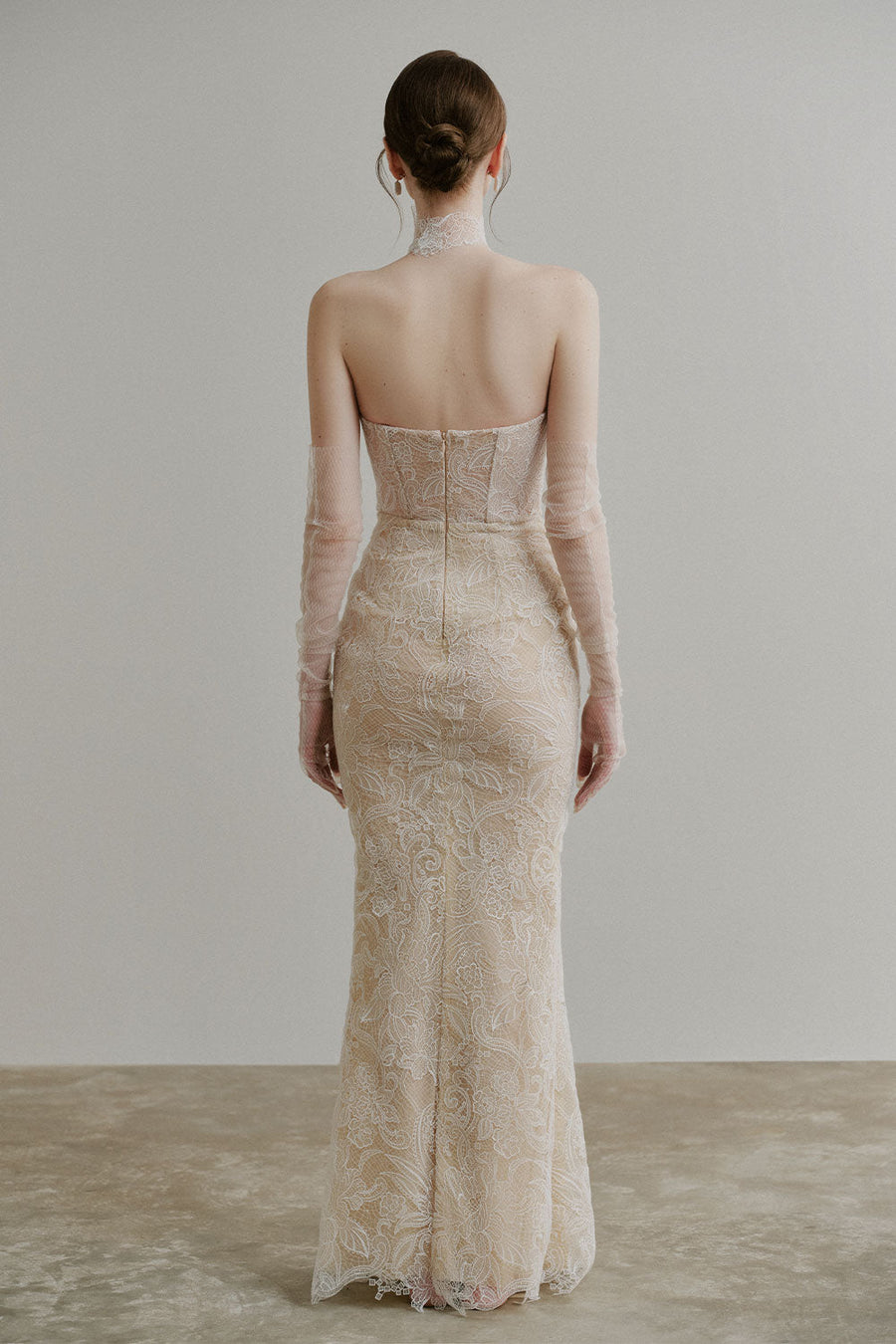 Ladonna Trumpet Corset Waist Lace Floor Length Dress 3