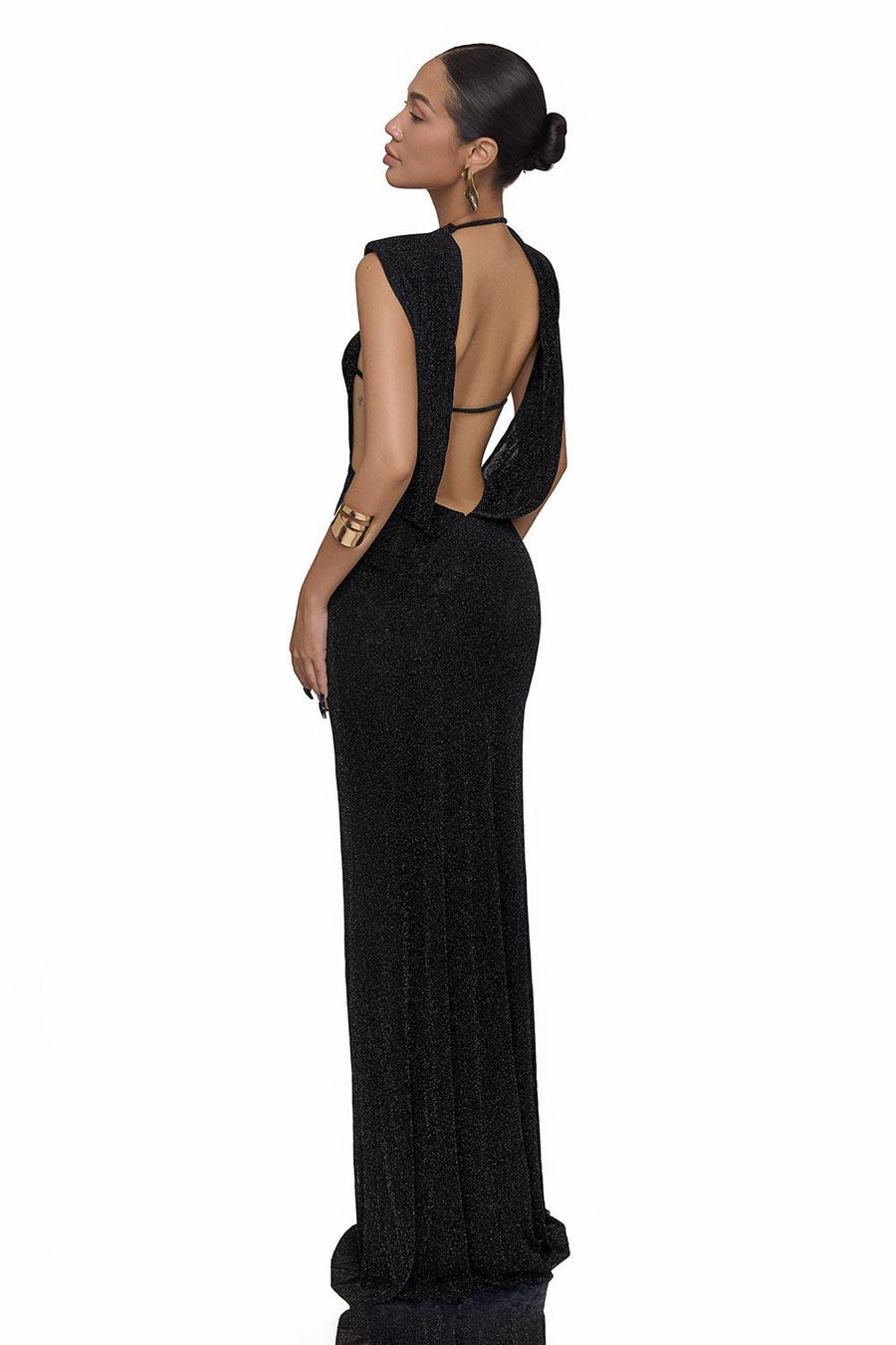 Collin Sheath Round Neck Mesh Floor Length Dress 4