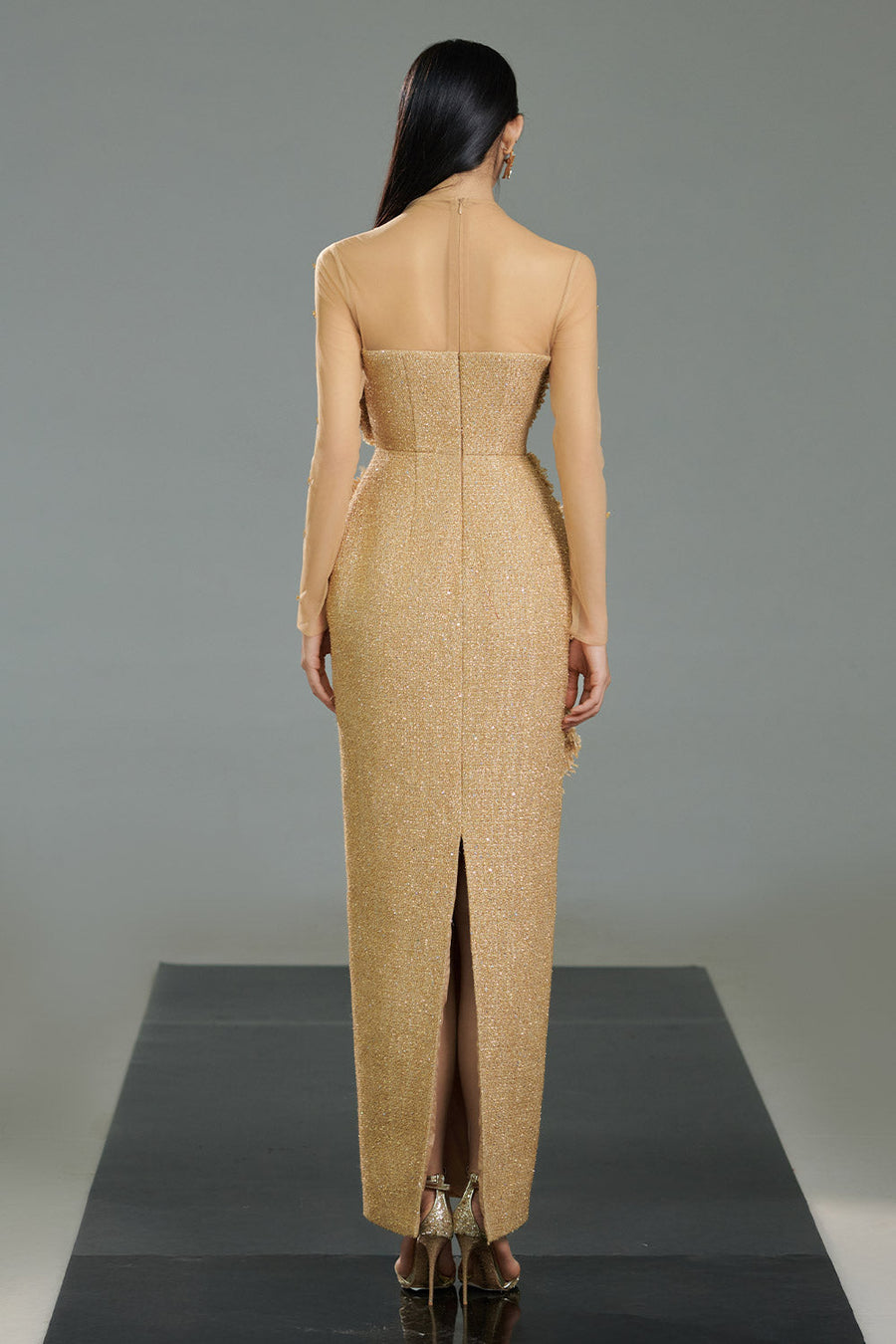 Pineda Pegged Back Slit Polyester Maxi Dress 4