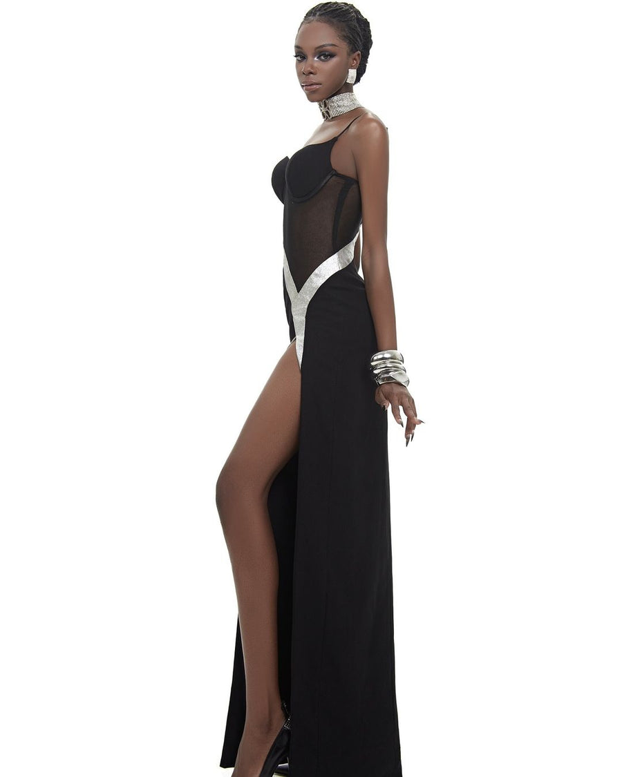 MAEL FEMME Silver Slip Midi Dress dress MAEL FEMME