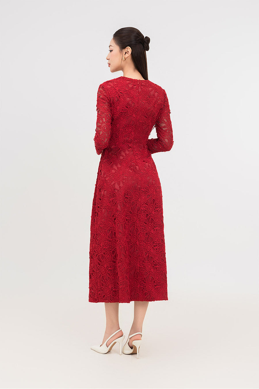 Starlit A-line Square Neck Lace Midi Dress Midi Dress IVY moda