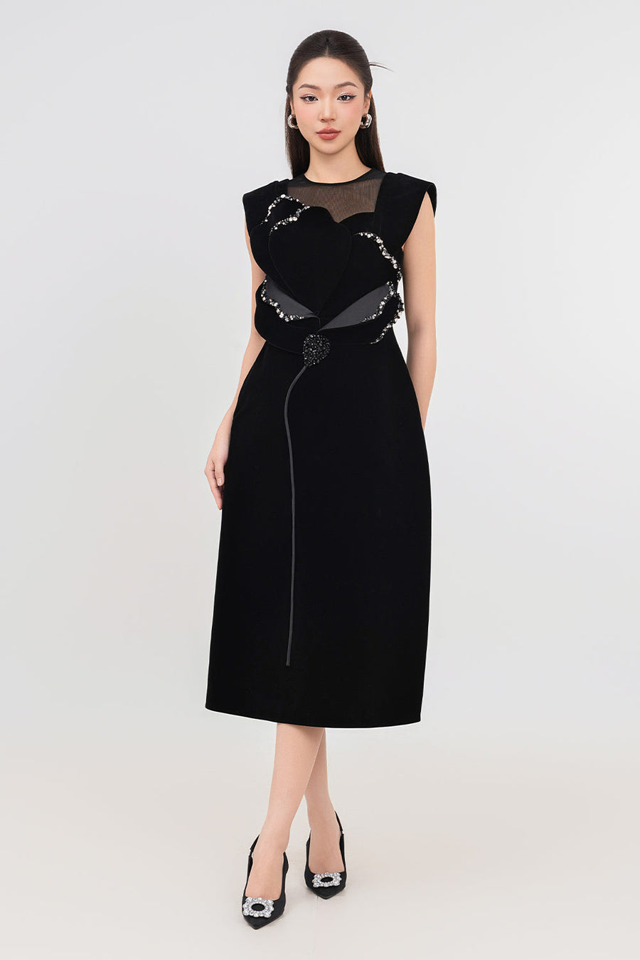 Nora A-line Floral Velvet Midi Dress Midi Dress IVY moda