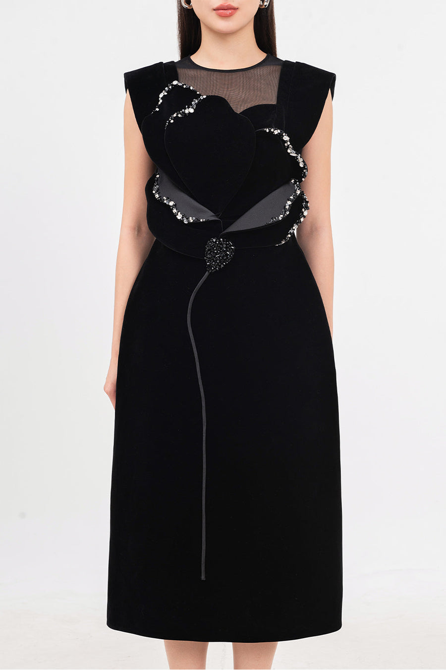 Nora A-line Floral Velvet Midi Dress Midi Dress IVY moda