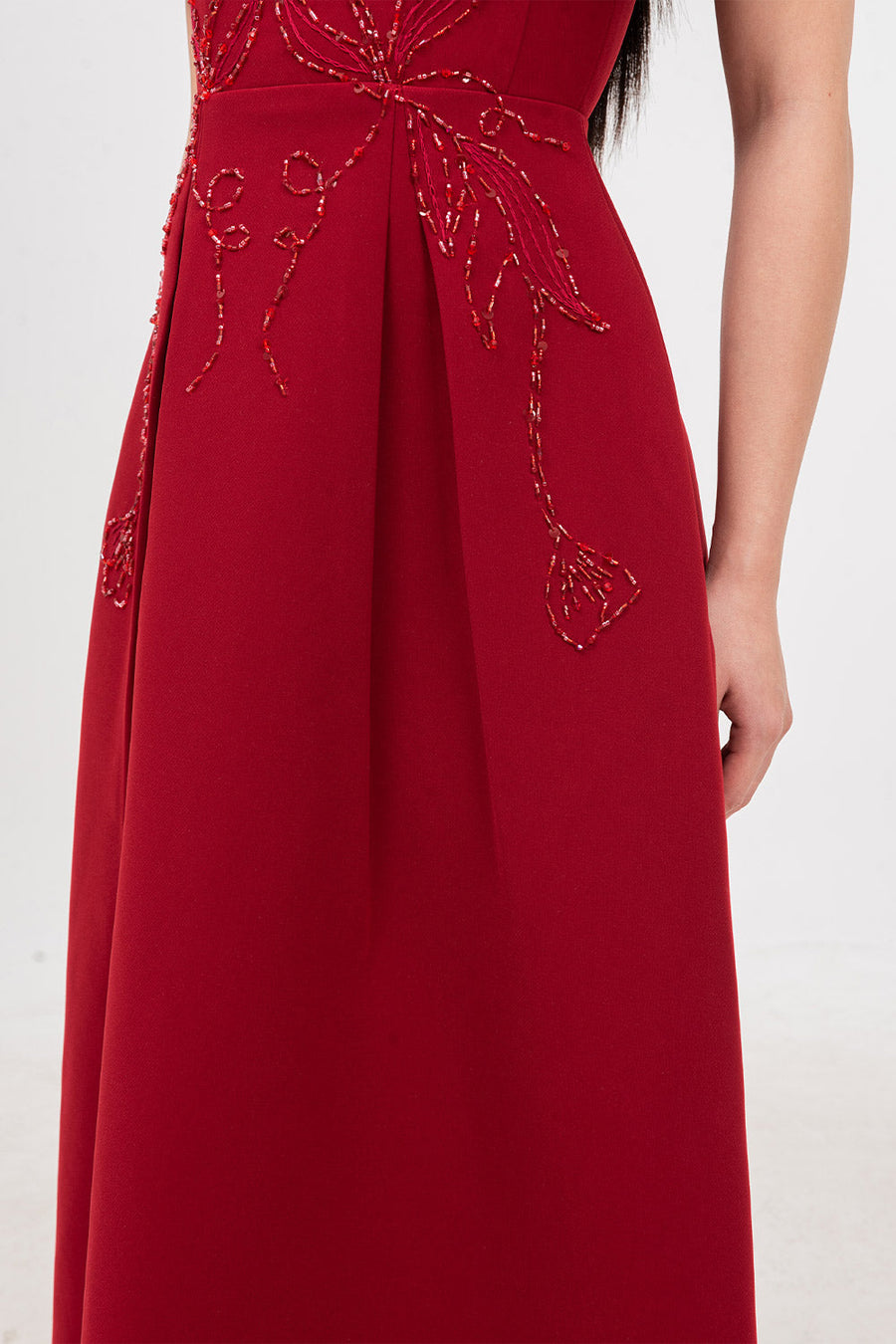 Ruby Gored Cape Sleeved Linen Blend Midi Dress Midi Dress IVY moda