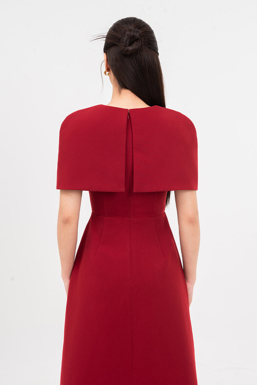 Ruby Gored Cape Sleeved Linen Blend Midi Dress Midi Dress IVY moda
