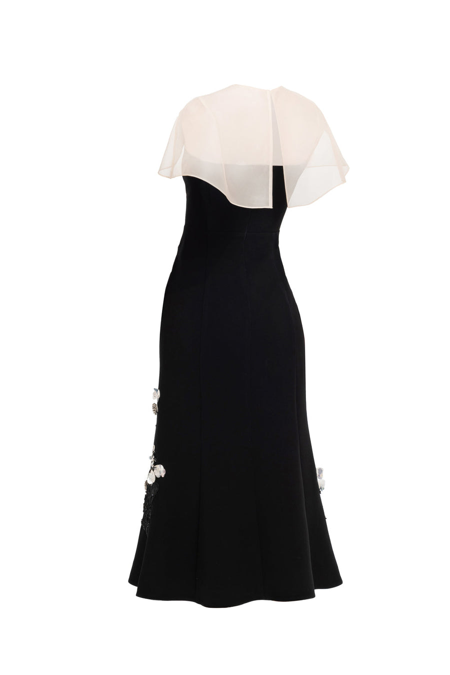Eclipse Mermaid Cape Shoulder Velvet Midi Dress 11