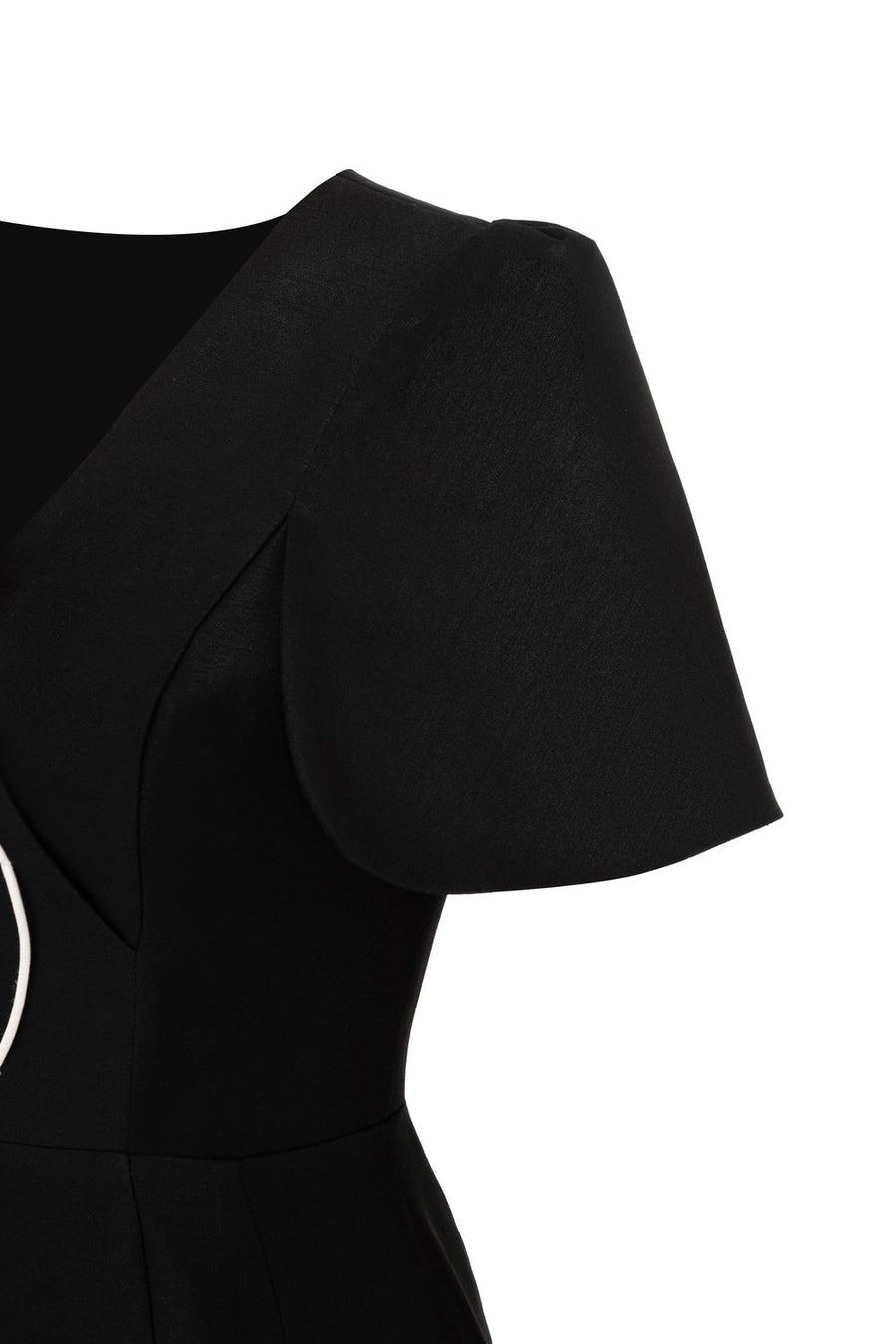 Noir A-line V-Neck Taffeta Midi Dress 8