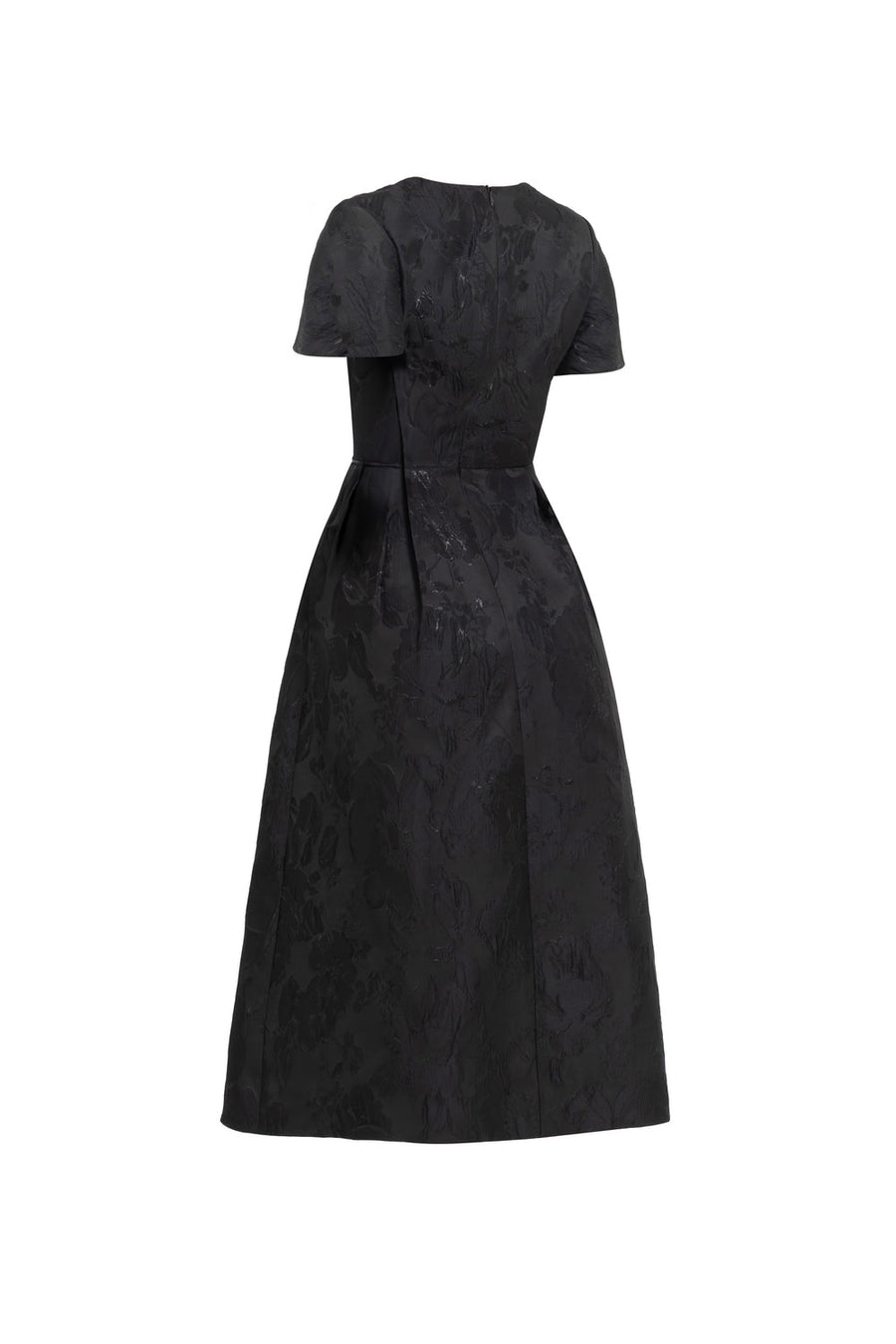 Noa A-line Curved Neck Jacquard Midi Dress 10