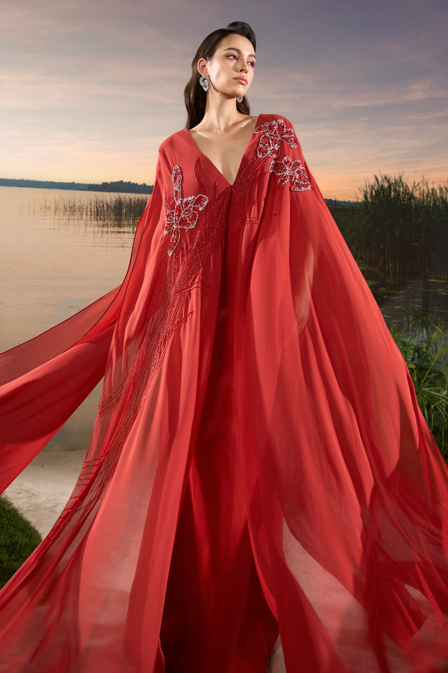 Linnea Cape Sleeve Maxi Dress 4