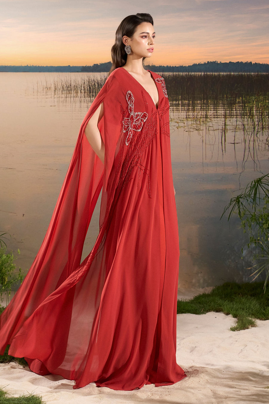 Linnea Cape Sleeve Maxi Dress 3
