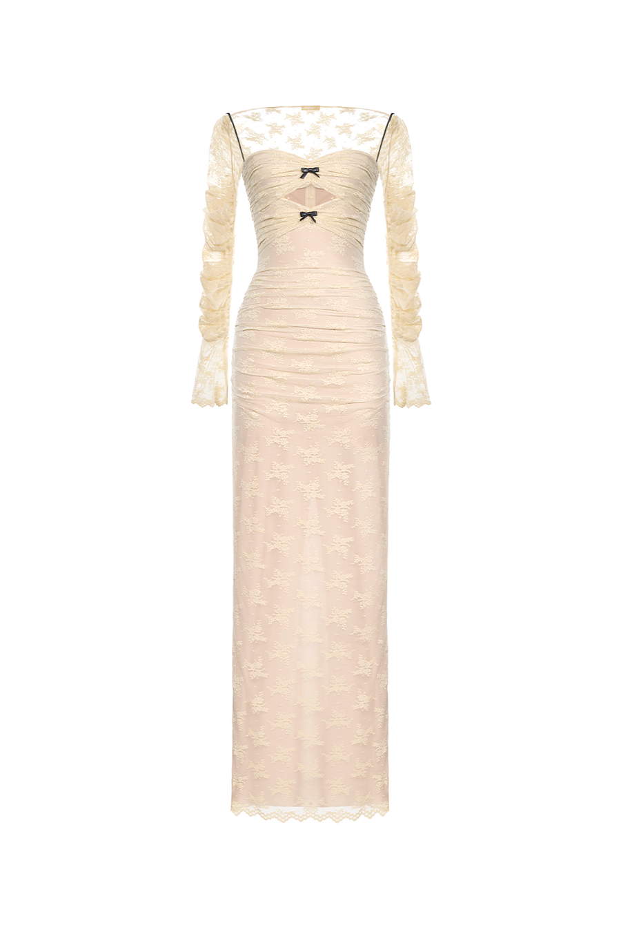 Ivory Bow Cut Out Laces Dress 1