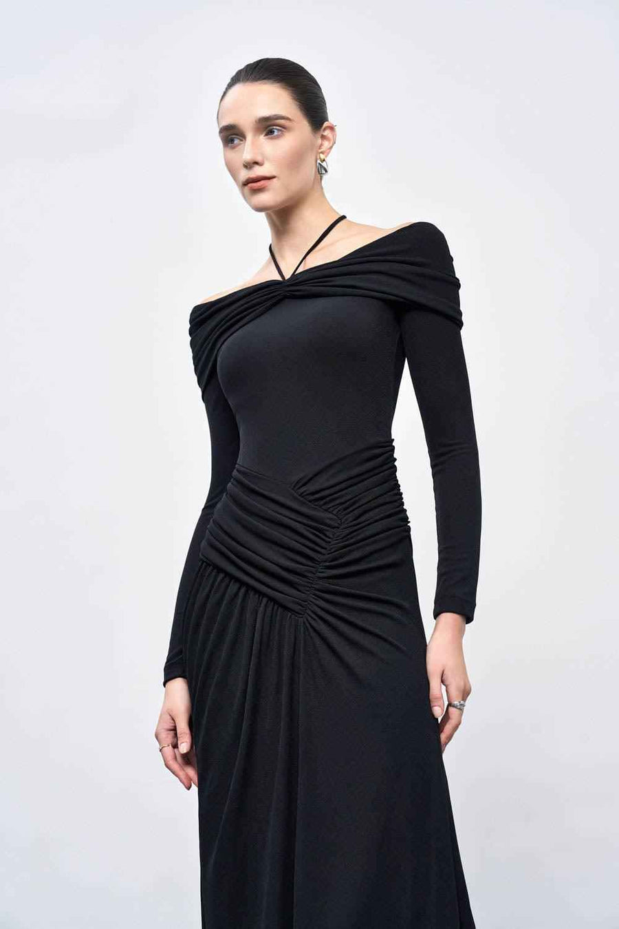 Minerva A-line Gathered Rib Knit Ankle Length Dress Maxi Dress Eegen Studio