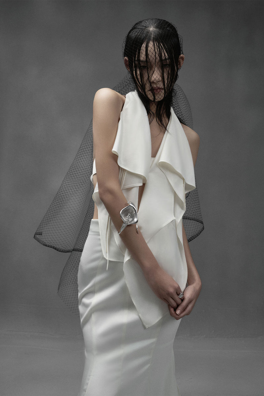 Goby Trumpet Side Slit Silk Maxi Skirt Skirt DAS LA VIE