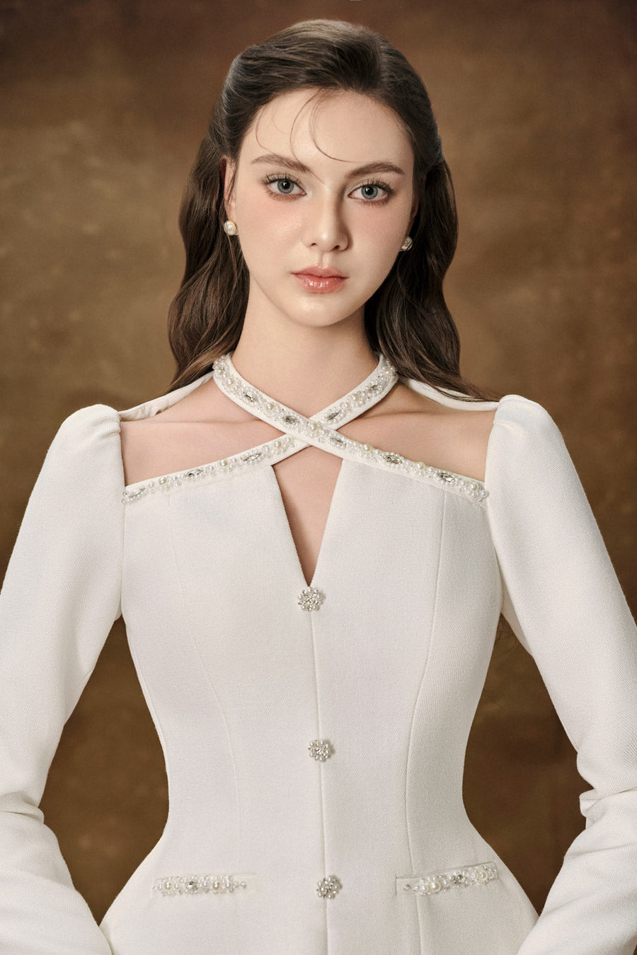 Mirabel Peplum Stone Melani Top Long Sleeved Top Delicate
