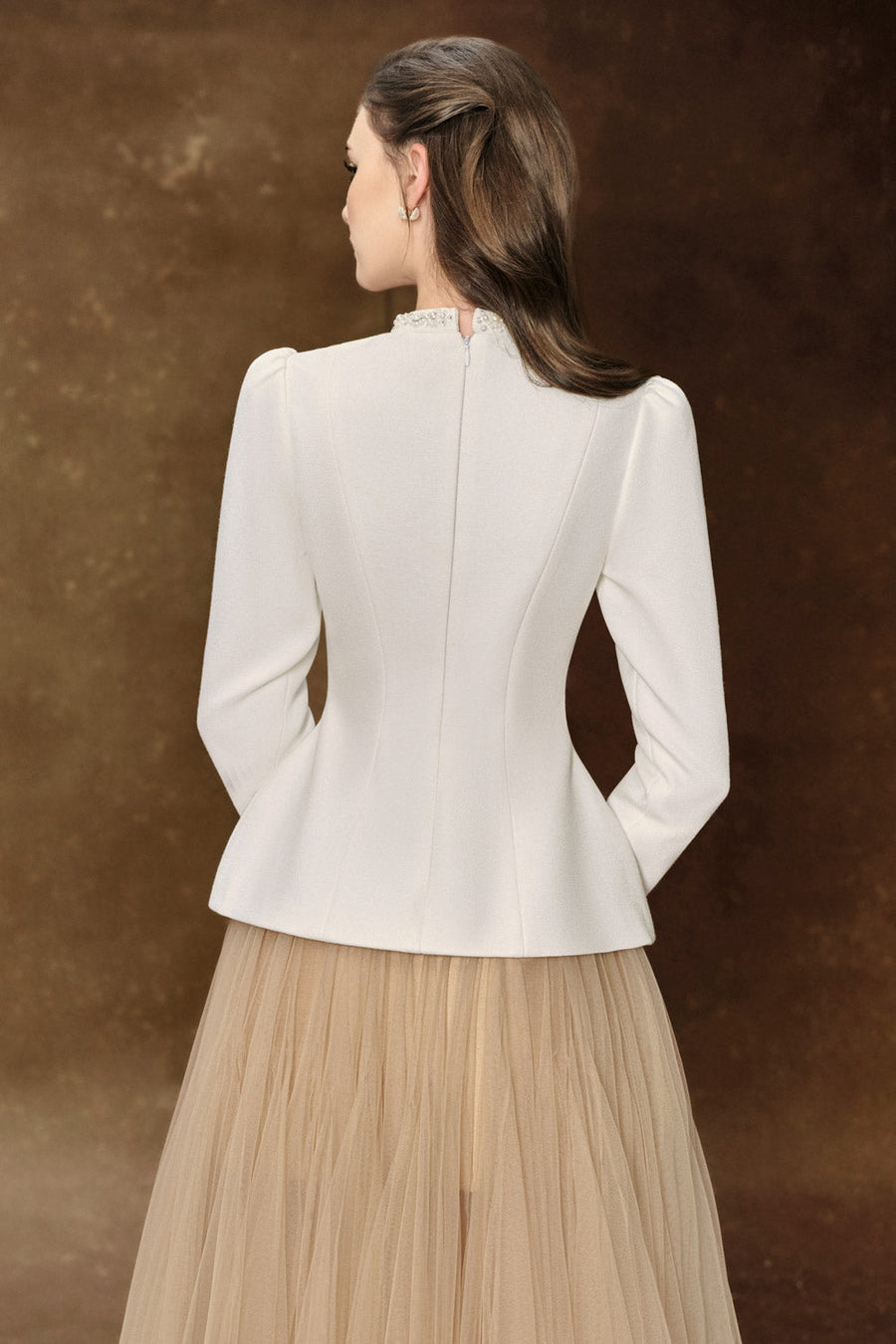 Mirabel Peplum Stone Melani Top Long Sleeved Top Delicate