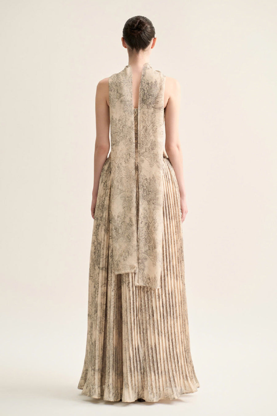 Cascade Gathered Open Shoulder Polyester Floor Length Dress 5
