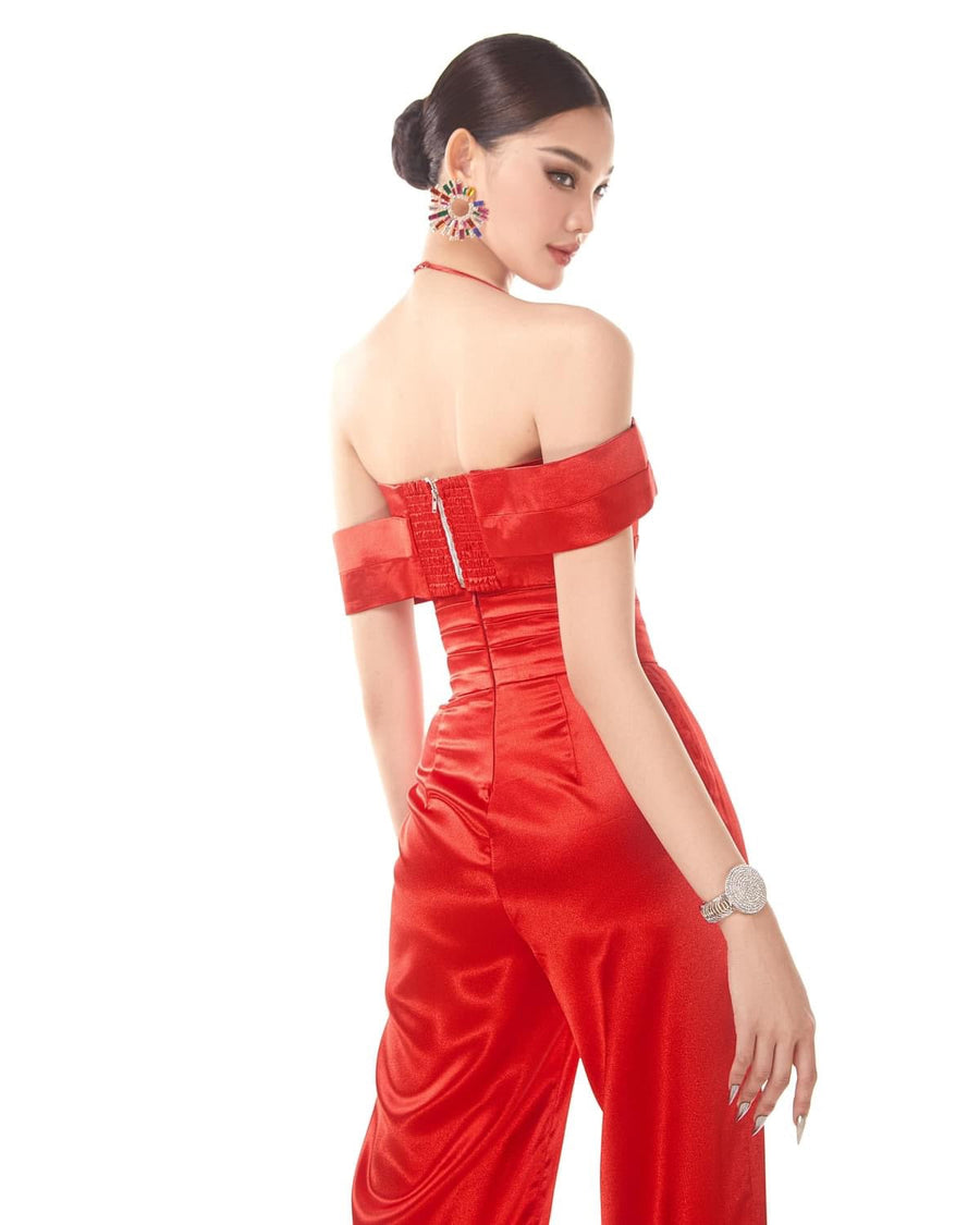 Mael Femme Red Halter Jumpsuits pants MAEL FEMME