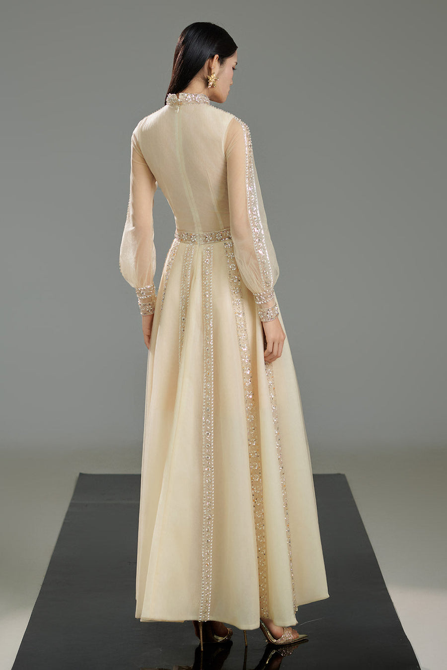 Ramsey A-line Bishop Sleeved Polyester Maxi Dress 3
