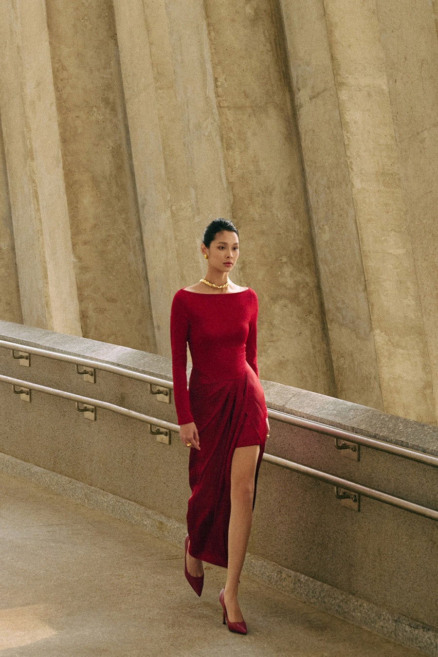 Scarlett Asymmetric Draped Jersey Maxi Dress 9