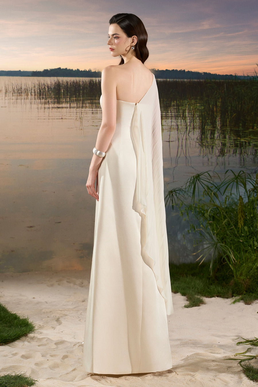 Zina Asymmetric Sleeve Maxi Dress 2