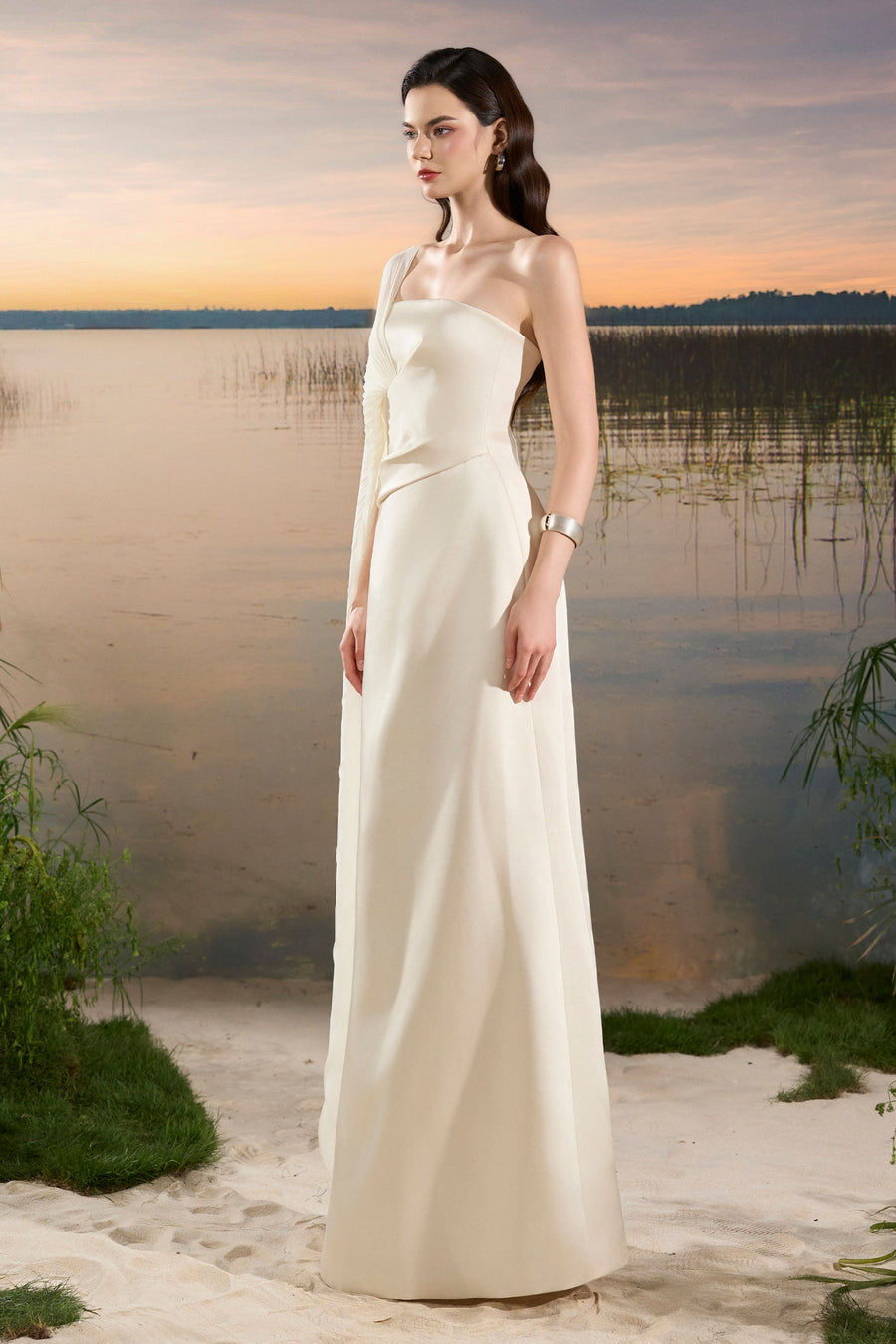 Zina Asymmetric Sleeve Maxi Dress 3