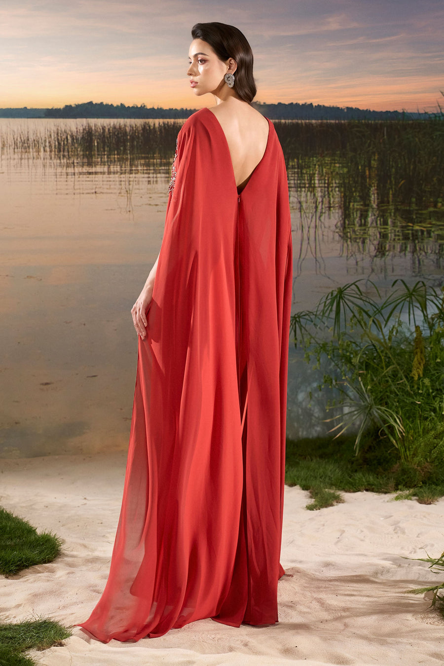 Linnea Cape Sleeve Maxi Dress 2