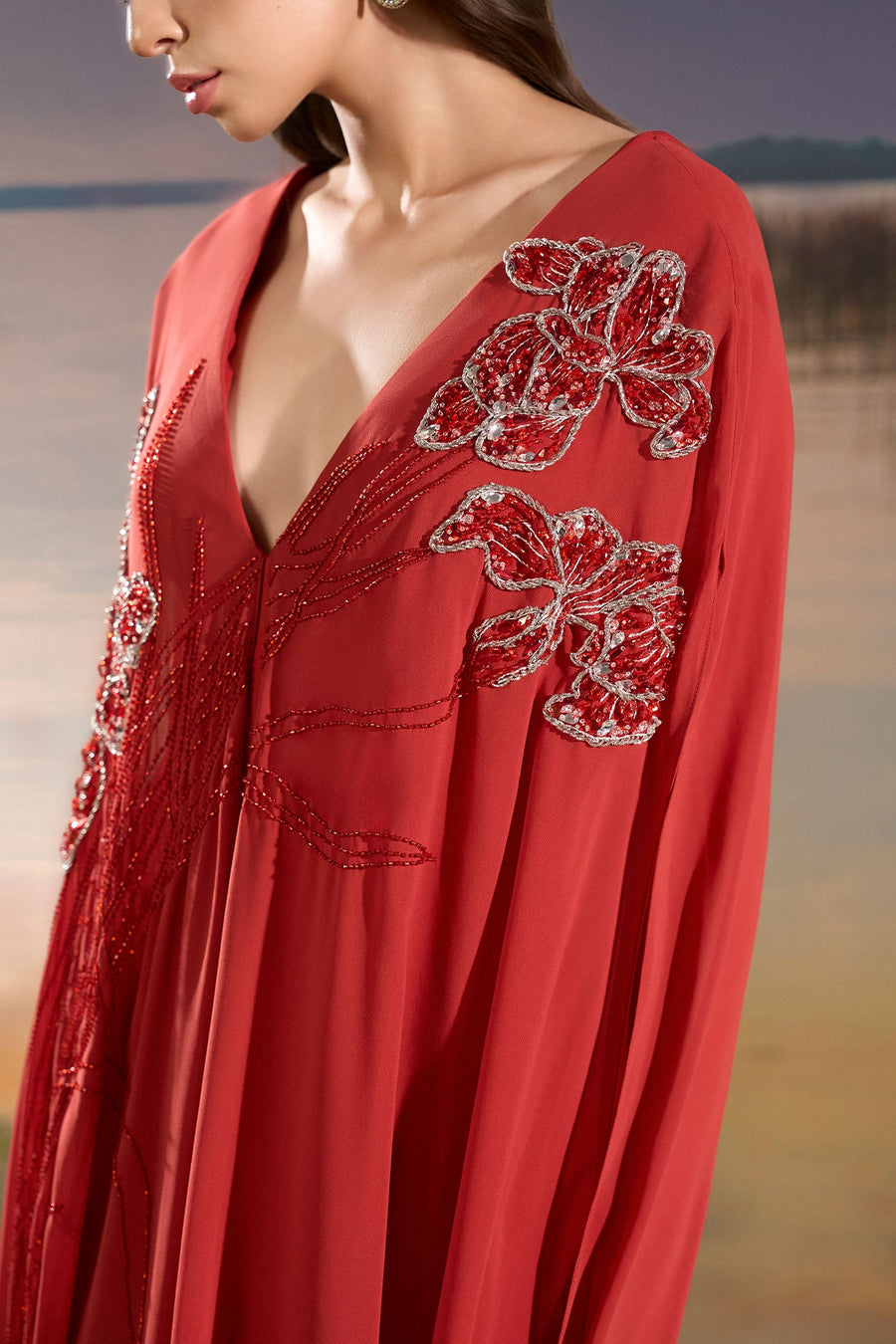 Linnea Cape Sleeve Maxi Dress 5