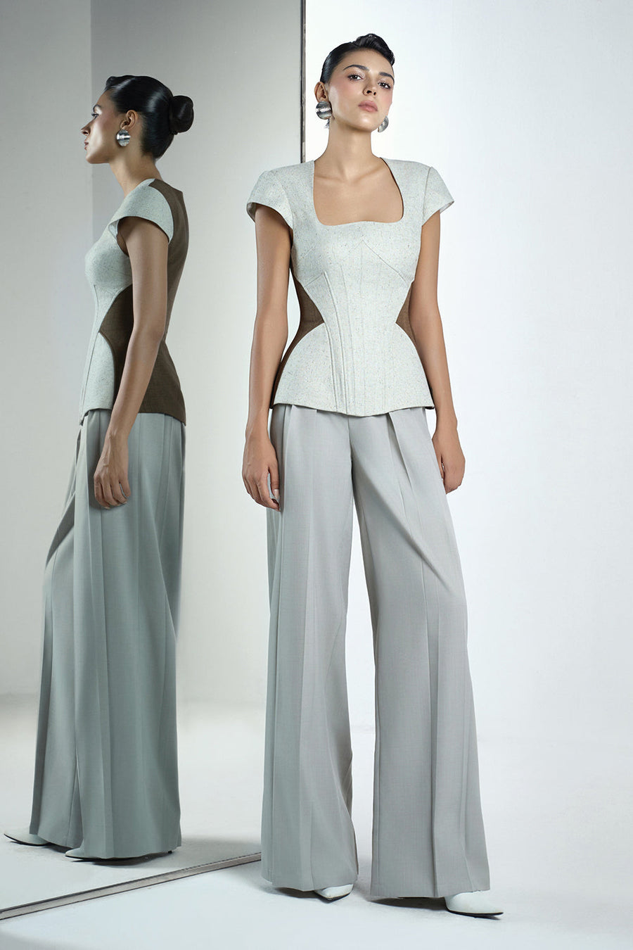 Vie Straight Draped Twill Floor Length Pants 1
