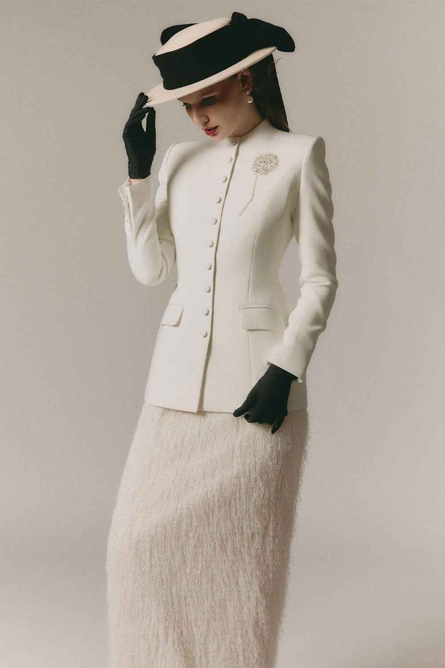 Milana Hourglass Button Poly Silk Jacket