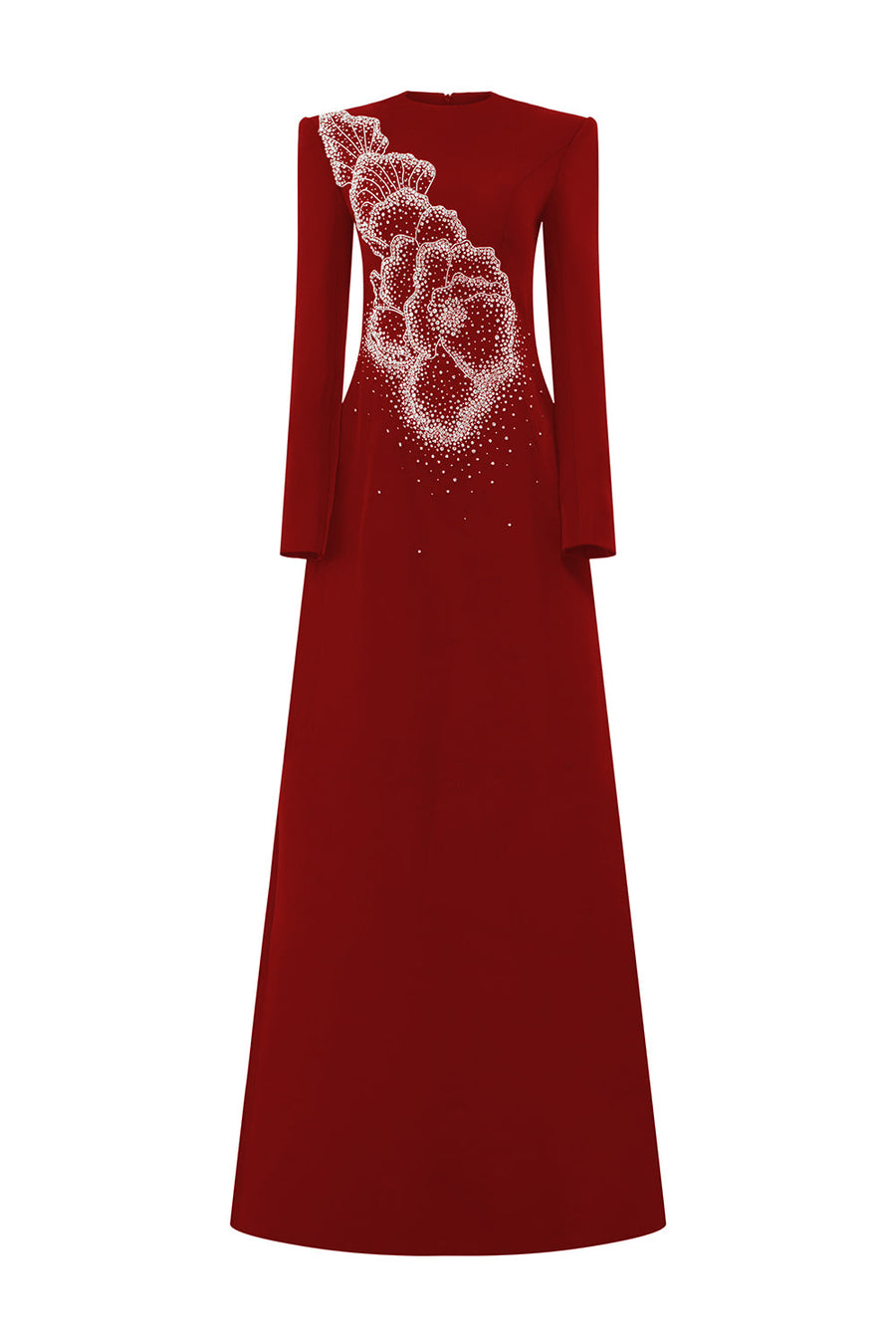 Garza A-line Round Neck Crepe Floor Length Dress 10
