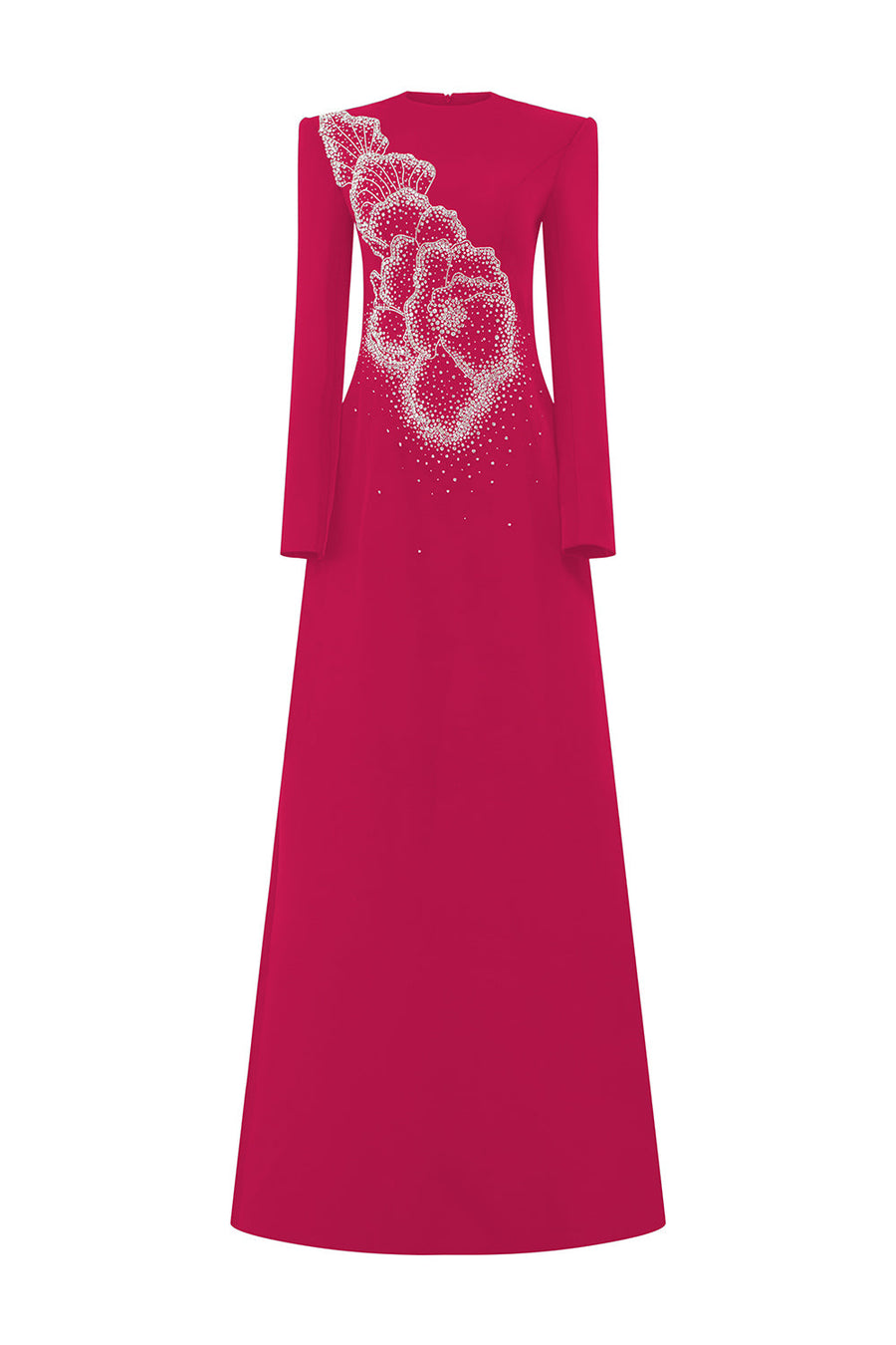 Garza A-line Round Neck Crepe Floor Length Dress 11