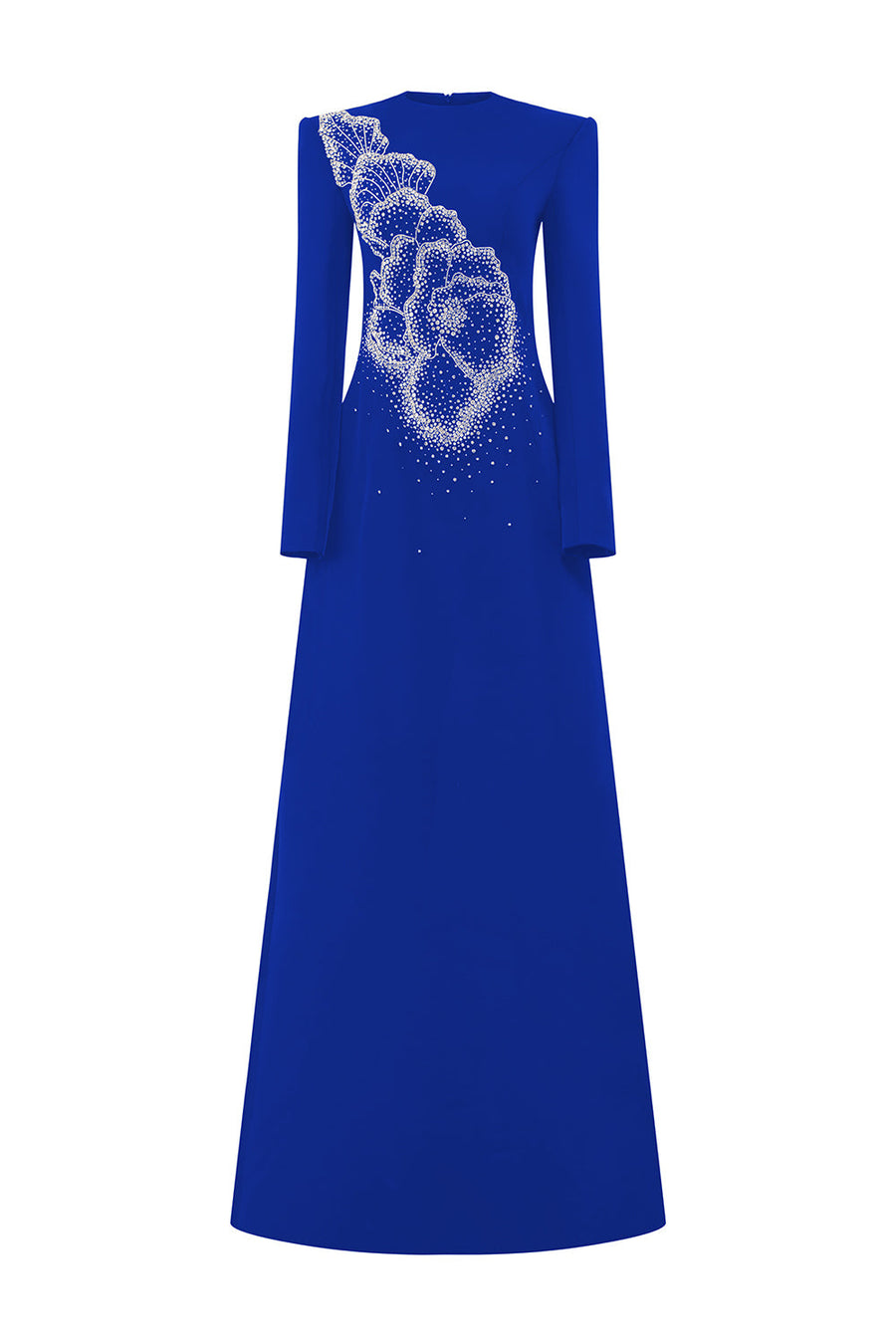 Garza A-line Round Neck Crepe Floor Length Dress 9